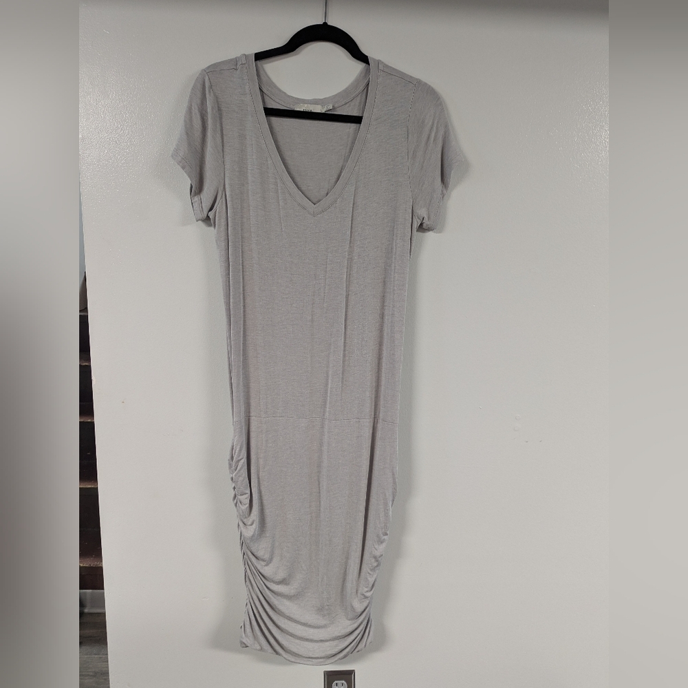 Prana Gray V Neck Shirt Dress Size L